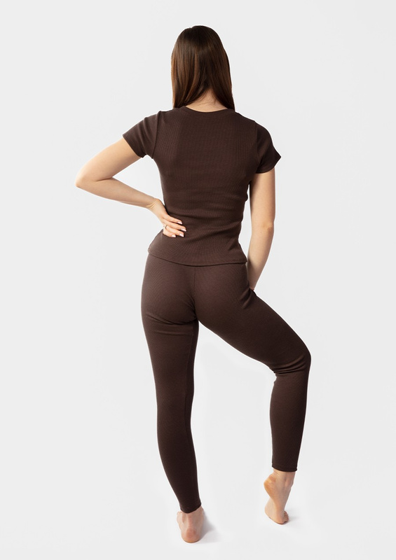 Komplet Halima - czekolada bawełna prążki - Dkaren