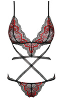 Czerwono czarne seksowne body damskie Obsessive - Megies