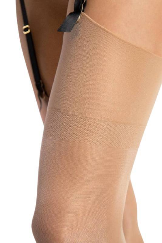 Gładkie beżowe pończochy do paska Fiore INFINI 15 DEN nude