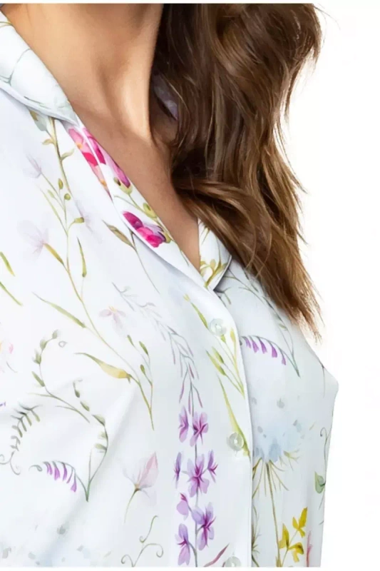 Rozpinana jedwabna bluzka w kwiaty Mewa Flores 6534