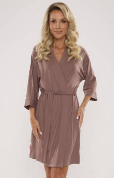 Cienki krótki szlafrok mocca De Lafense 871 KOLEKCJA VISA