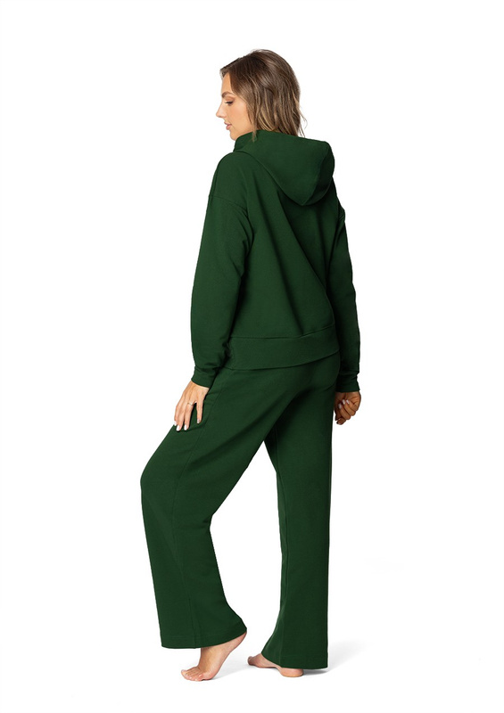 Komplet sportowy bluza z kapturem i "kangurką" oraz szerokie spodnie Dk-k-b8 - bordo bawełna - Dkaren