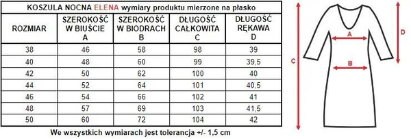 Koszula nocna damska Elena wygodna 6400 szafir - Mewa
