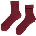 Bordowe bezuciskowe skarpetki damskie z wywijanym ściągaczem Wola Perfect Woman 