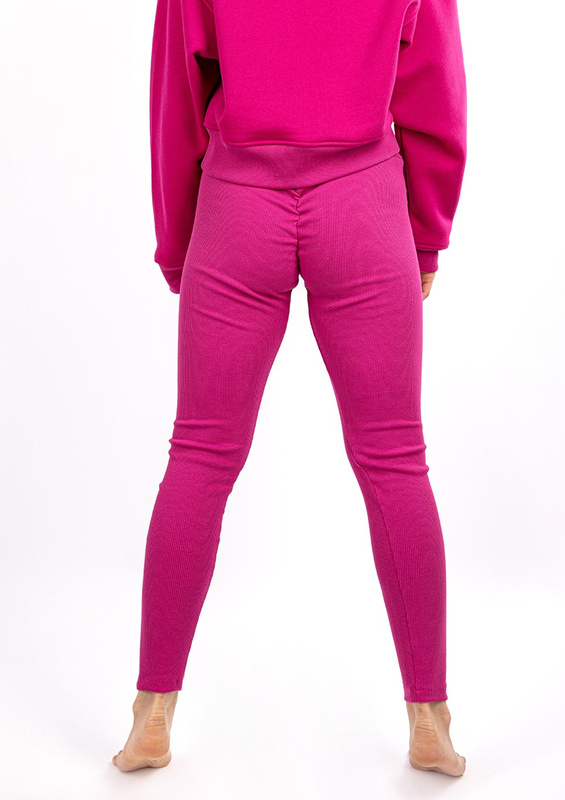 Legginsy DK-K-B13 - fuksja bawełna prążki - Dkaren