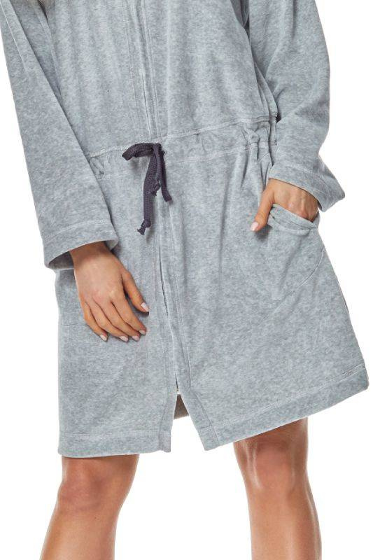 Szary szlafrok damski z kapturem L&L 9118 melange