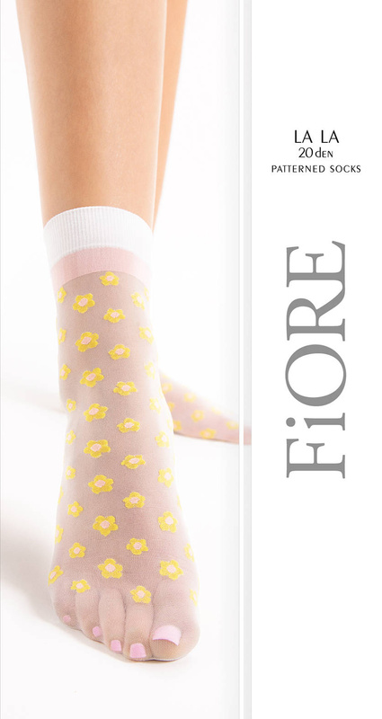 Pastelowe skarpetki w fioletowe kwiatuszki Fiore LA LA 20 den violet