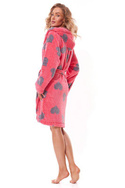 Wzorzysty szlafrok z kapturem L&L 2310 Futura w kolorze amarantowym