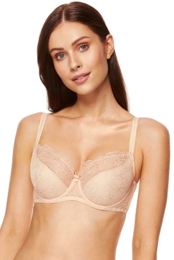 Beżowy półusztywniany haftowany biustonosz Gorteks PAMELA/B3