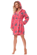 Wzorzysty szlafrok z kapturem L&L 2310 Futura w kolorze amarantowym