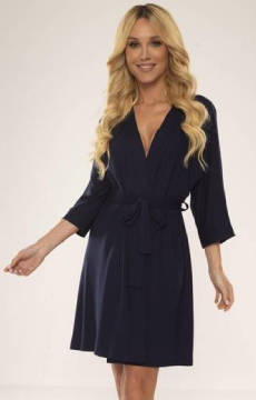 Cienki krótki szlafrok granatowy De Lafense 871 KOLEKCJA VISA