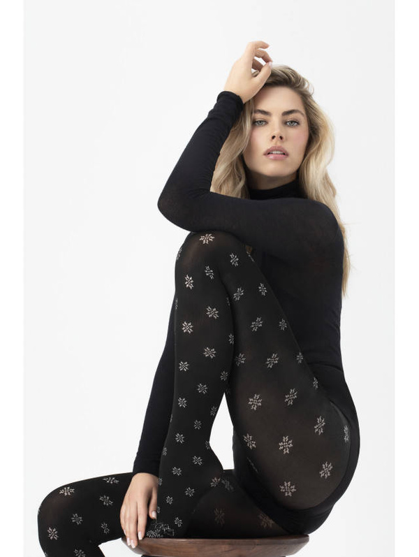 Rajstopy ze wzorem w płatki śniegu Fiore SNOWFLAKE