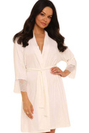 Elegancki krótki szlafrok ecru De Lafense Fanny 342 S-2XL