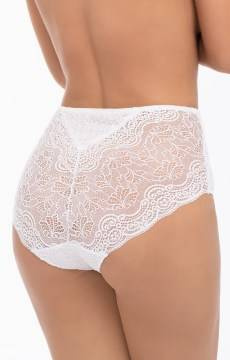 Białe wysokie  figi damskie Babell 2009 z pięknym koronkowym tyłem