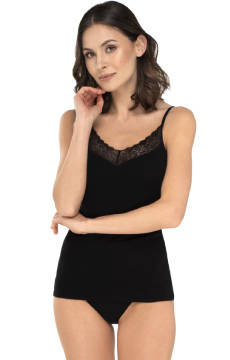 Bawełniana podkoszulka damska z koronkowym dekoltem Babell EMILIA