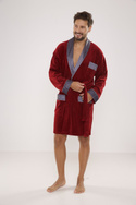 Welurowy, elegancki szlafrok męski De Lafense - 772  z satynowym wykończeniem