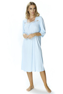 Damska koszula nocna Melisa rękaw 3/4 haft 3942  niebieski - Mewa