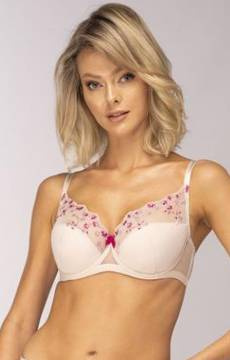 Półusztywniany biustonosz Unikat VIVIAN w delikatne różowe kwiatuszki