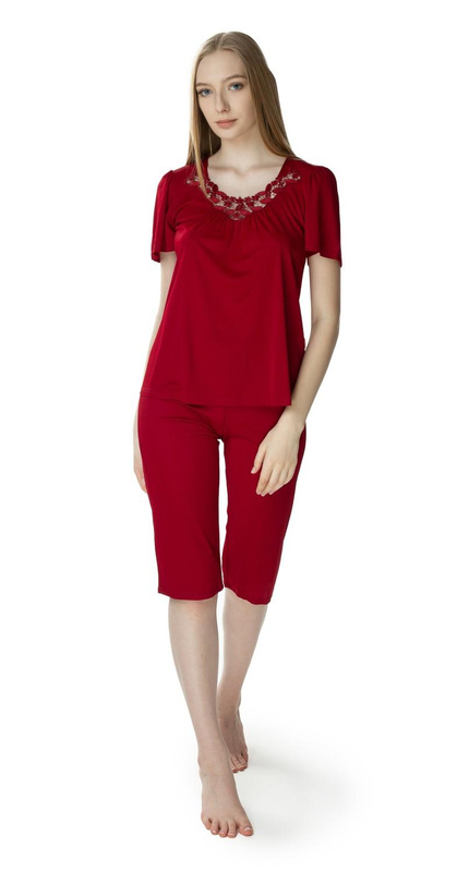 Damska dwuczęściowa piżama Matylda 3639 burgundowy - Mewa