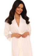 Elegancki krótki szlafrok ecru De Lafense Fanny 342 S-2XL