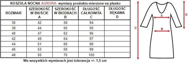 Koszulka damska nocna AURORA z ładnym dekoltem 6385 mięta - Mewa