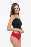 Koronkowe czerwone stringi z wysokim stanem Julimex BELLIE STRING MAXI