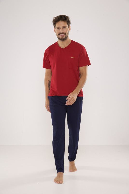 Piżama męska z krótkim rękawem i długimi spodniami De Lafense 624 Kevin