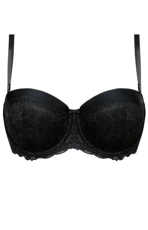 Uwodzicielska czarna bardotka VENA VB-235 do sukienki z odkrytymi ramionami.