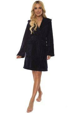 Puchaty szlafrok z kapturem De Lafense 806 - Luna (krótki)