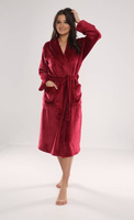 Ciepły długi wiązany szlafrok Abigail De Lafense 628 BORDOWY