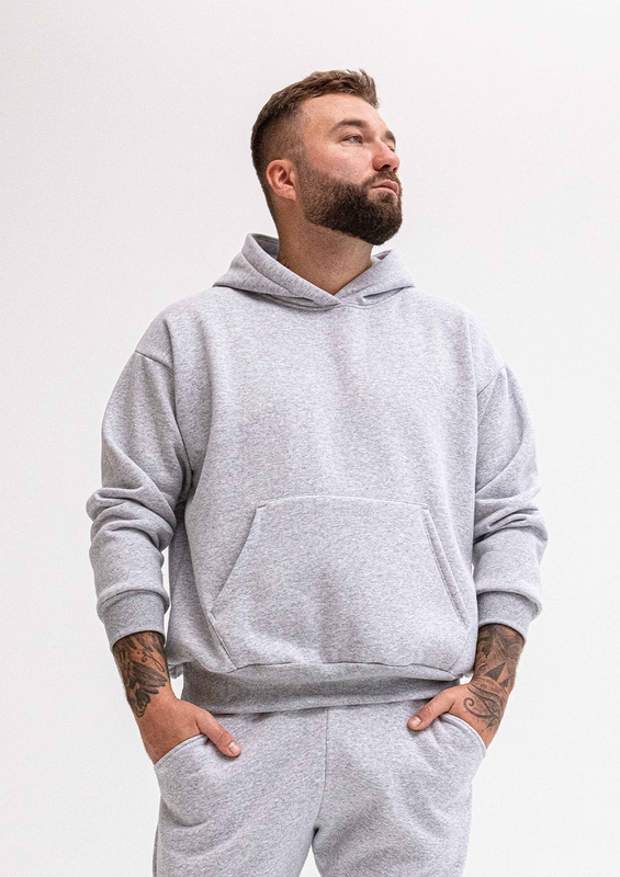 Sportowa bluza męska z kapturem DK-K-B14 męska - czarny bawełna gruba - Dkaren