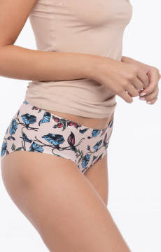 Beżowe bezszwowe figi w kwiaty Julimex BLUEBELL