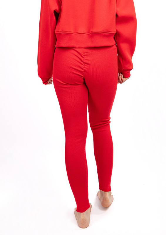 Legginsy DK-K-B13 - beż bawełna prążki - Dkaren