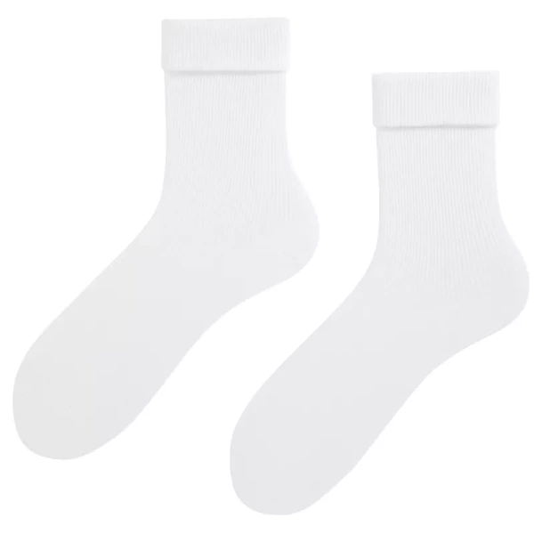 Białe bezuciskowe skarpetki damskie z wywijanym ściągaczem Wola Perfect Woman