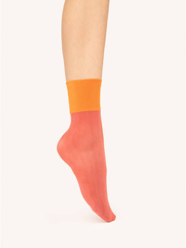 Skarpetki rajstopowe w stylu retro Fiore GRANNY CHIC coral