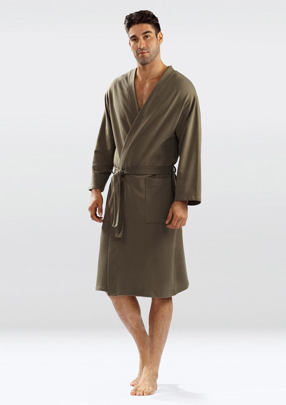 Bawełniany szlafrok/ podomka Męska Harry- khaki- Dkaren