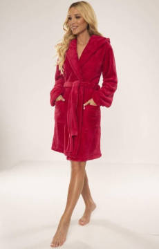 Puchaty szlafrok z kapturem De Lafense 806 - Luna (krótki)