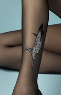 Rajstopy Fiore SFIORAMENTO ze srebrnym tatuażem na łydce