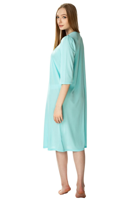Długa koszula nocna Diana z ładnym dekoltem turkus - Mewa
