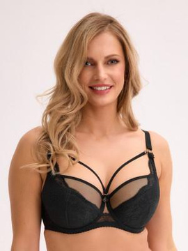 Biustonosz półusztywniany Daisy z paseczkami czarny 1336 - Gaia