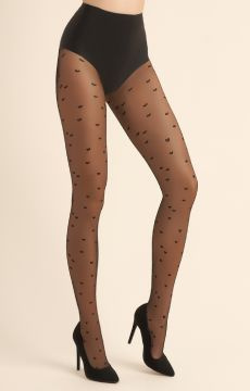 Rajstopy czarne w serduszka Gabriella Lovie 20 den