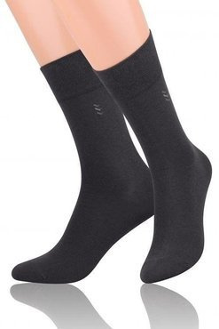 Skarpetki męskie Steven 056/ gładkie z małym wzorkiem na łydce / czarne