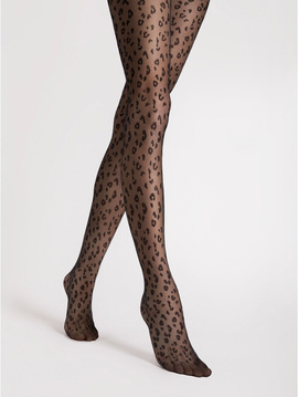 Rajstopy w cętki Fiore JUNGLE -20 DEN czarne