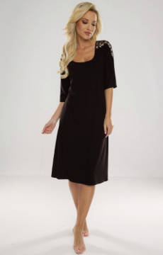 Długa czarna koszula nocna De Lafense 616 Ramona