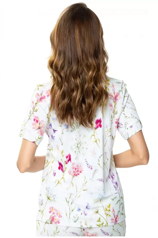 Rozpinana jedwabna bluzka w kwiaty Mewa Flores 6534