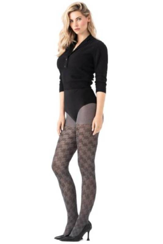 Rajstopy ze wzorem w pepitkę Fiore FASHION LOVER 30DEN