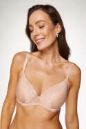 Biustonosz usztywniany z koronką - beżowy Kiara/B5 - Gorteks