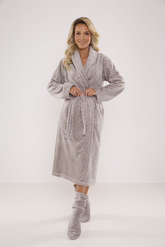 Długi miękki szlafrok damski De Lafense 548 Melanie