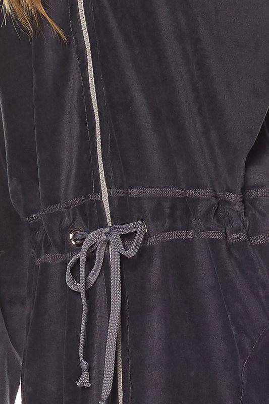 Grafitowy szlafrok damski z weluru L&L 9118