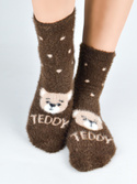 Skarpety puchate teddy mix 3 kolory (brązowe, beżowe, ecru) - Noviti SP016